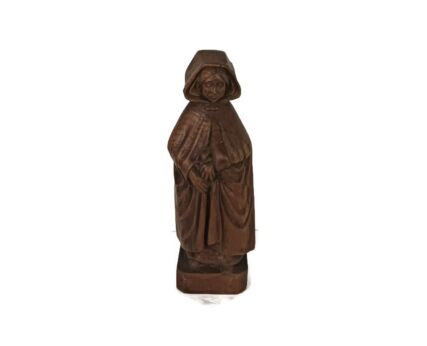 vintage hand carved wooden oak statue figurine old lady bigot 