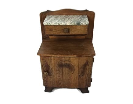Lovely art deco Nightstand carved wood marble top bedside table cabinet very sweet 