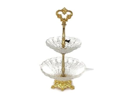 Lumedart Belgian Crystal Candy dish Centerpiece Two tier marked vintage