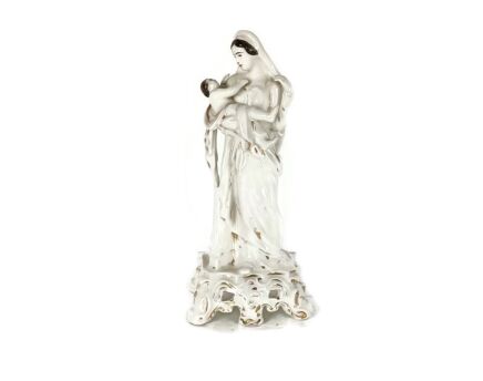 Antique 1900 Vieux Paris Porcelain Bisque Statue Virgin Mary Madonna with Infant  lovely