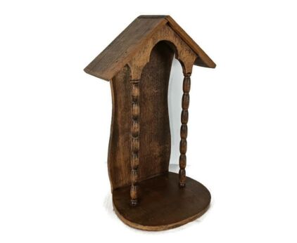 hand Carved Wooden Chapel Niche Edwardian Style Bobbin Pillars vintage lovely