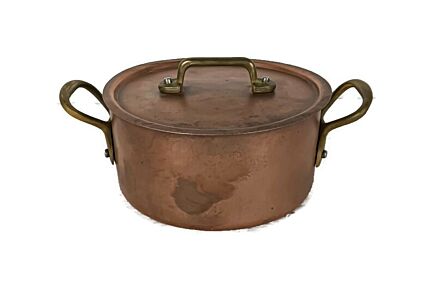 Unicorn stamped Belgium copper cookware  Copper cooking pot restaurant quality Dish brass handles
