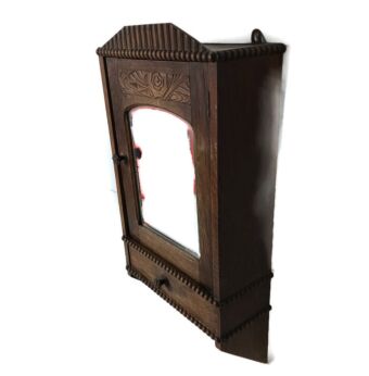 Antique Medicine Apothecary Pharmacy cabinet wall hanging beveled glass barn style