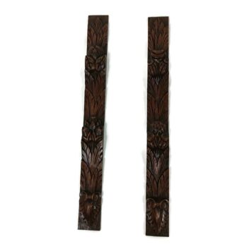 Antique Pair Corbels Hand Carved Wood Architectural  Trims Panels bas relief reclaimed