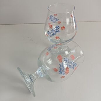 Delirium Tremens Belgian Beer Glasses set of 2 Ale Goblet/Chalice Tulip Glasses used