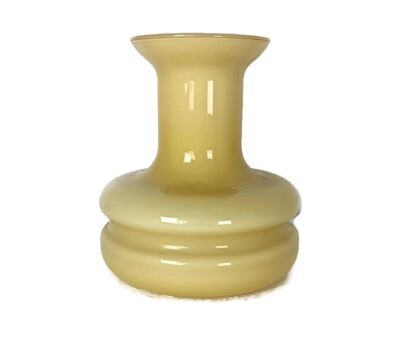 Yellow vintage cased opaline Glass vase Chanteclair Art Glass Hooped Belgium