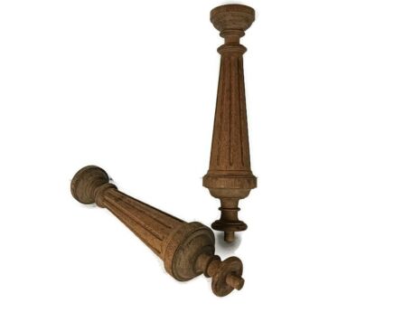 set of 2 Large Reclaimed Carved Wood Large Spindles Balusters Trim Posts Pillar Salvaged