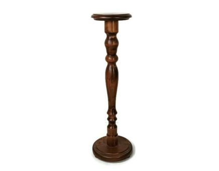 Tall stylish pedestal plant stand side table vintage carved wood farmhouse style