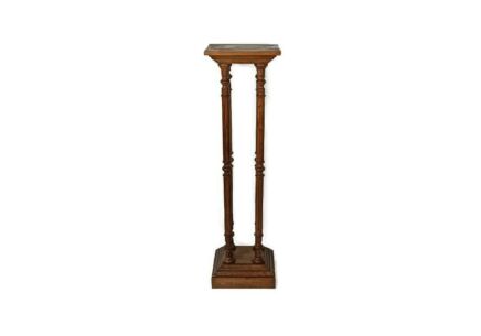 Tall stylish pedestal Pillar plant stand side table vintage carved wood 4 stems Two tier 