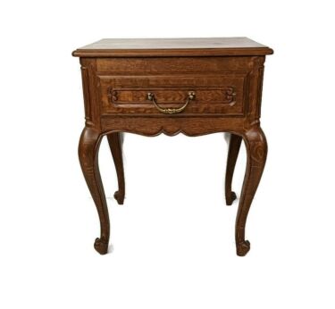 Vintage Nightstand End table  Modernist  Wood bedside  cabinet Louis XV style