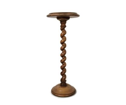 Large Barley twist vintage carved wood Pedestal Side table plant stand bonsai table 