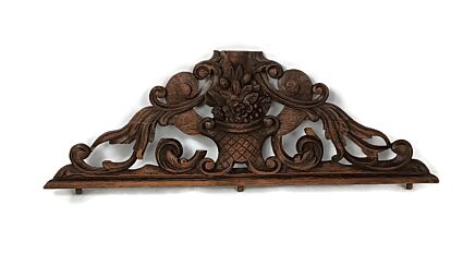 Gorgeous Pediment Over door carved wood Flowerbasket Antique reclaimed architectural