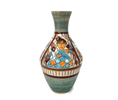 Vintage Fratelli Fanciullacici Vase With gorgeous decor 1960s Italian Pottery Italy funky