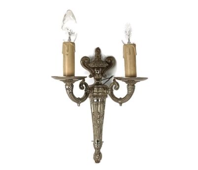 Vintage Metal  Two-Arm Double Wall Sconce Lights vintage Empire style silver colored Torch