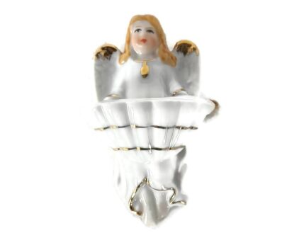 mini small holy water font vessel vintage marked KPF Germany porcelain angel lovely