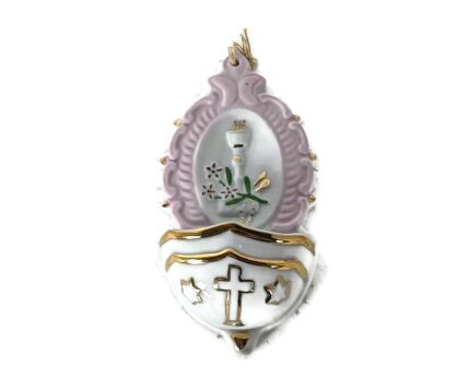 sweet little antique porcelain holy water font vessel communion wall hanging