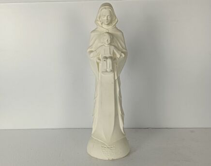 Art deco antique statue Madonna Virgin Mary with Infant white 
