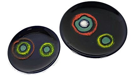 two ceramic glazed fat lava decorative charger plates Italy wall hanging funky retro