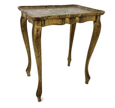 Italian Florentine Hollywood Regency Wood Stacking Nesting Side Coffee Table wood Gold Green
