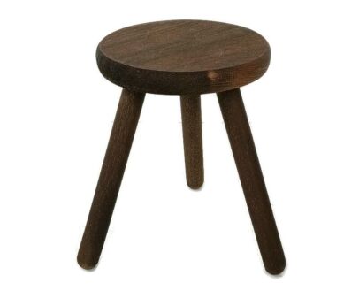 small carved wooden milking stool side table pedestal barn style