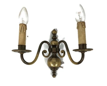 vintage double wall sconce light wall hanging Flemish Dutch modernist lamp