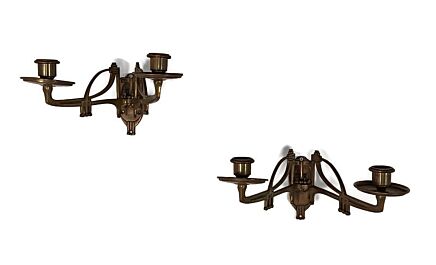 pair double wall mounted bauhaus messing candle holders candelabras antique stunning 