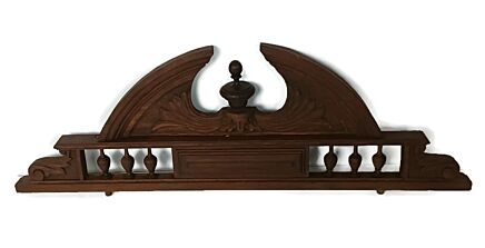 Beautiful antique pediment over door trim spindles, reclaimed architectural carved wood