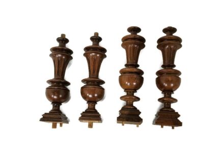 set of 4 Reclaimed Carved Wood Large Spindles Balusters Trim Posts Pillar Salvaged  