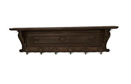 XL Hand Carved Wood Coat Hat Kitchen Hallway Rack Antique dark colored hallway wall hanging