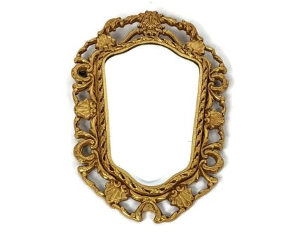 Mirror Plaster on wooden frame Beveled glass ornate Hollywood regency vintage