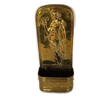 hammered brass vintage wall hanging Holy water font vessel Belgium marked 