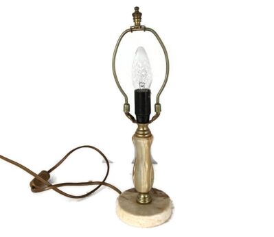 vintage modernist table desk lamp marble brass working retro