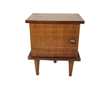 Vintage wooden Nightstand Mid Century Modern style End table Modernist Funky  Modernist 