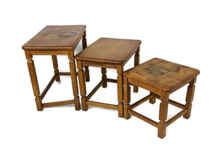 Set of 3 Mid Century Wooden Stacking Nesting Tables Side Coffee Tables 50s modernist
