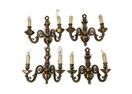 set of 4 stunning art nouveau bronze double wall sconces lights wall mounted lamps antique