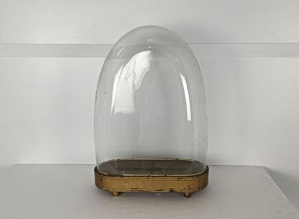Large  Antique Victorian Oval Hand Blown Glass Globe Dome Doll Clock 18.11" 14.17" 6.69"