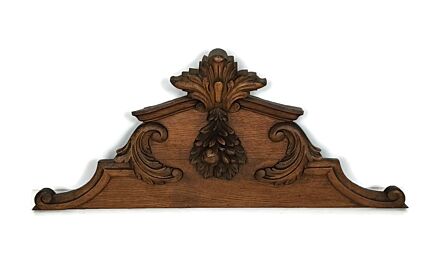hand Carved Wooden Pediment Over door Architectural Gorgeous Antique 3D grapes 