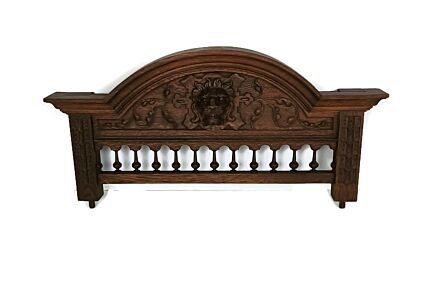 couple hand Carved Wooden Pediment Over door Architectural Gorgeous Antique lion heads