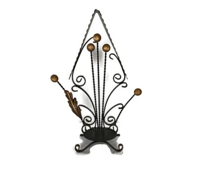 vintage Chapel Niche for statue wrought iron gold taches two toned wall hanging standing 
