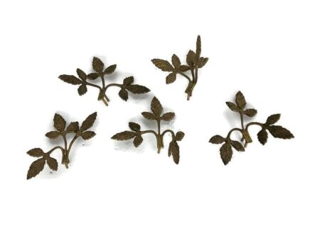 set of 5 antique brass trims leafs ornate reclaimed architectural salvaged 