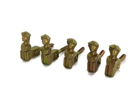 set of 5 Antique Cast Iron Window Shutters Stoppers Figurines Bonhommes French Authentic