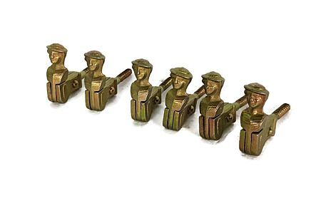 set of 6 Antique Cast Iron Window Shutters Stoppers Figurines Bonhommes French Authentic