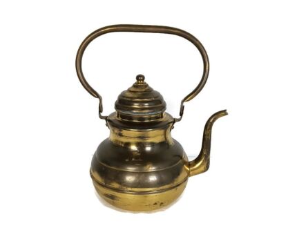 Antique Brass Tea Coffee Water Kettle, Funky hammered brass decorative