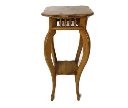 art nouveau two tier pedestal antique side table plant bonsai stand spindles carved wood 