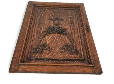 carved wooden door panel ornate bows reclaimed cabinet architectural antique