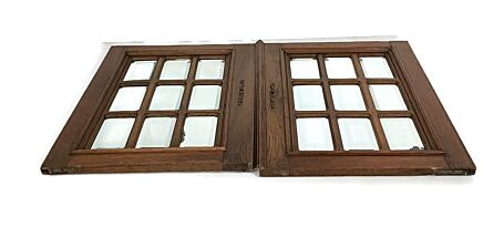 Gorgeous large hand carved wooden Door Panels Beveled Clear Glass Pair Antique reclaimed
