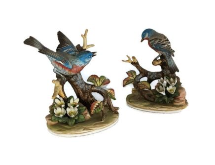 2 porcelain vintage figurines Bluebirds AKita  Kowa birds Japan 