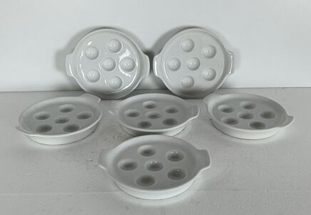 Vintage porcelain snail or escargot dish, snail dish, snail bowl   Bareuther, 6 snail wells, oven to table professional bakeware, escargots