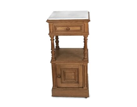 Art Deco Nightstand antique end table bedroom cabinet wood marble top two tier