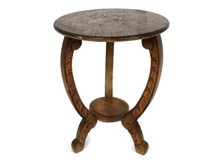 Small Side Occasional wine table  carved wood barn farmhouse style vintage two tier